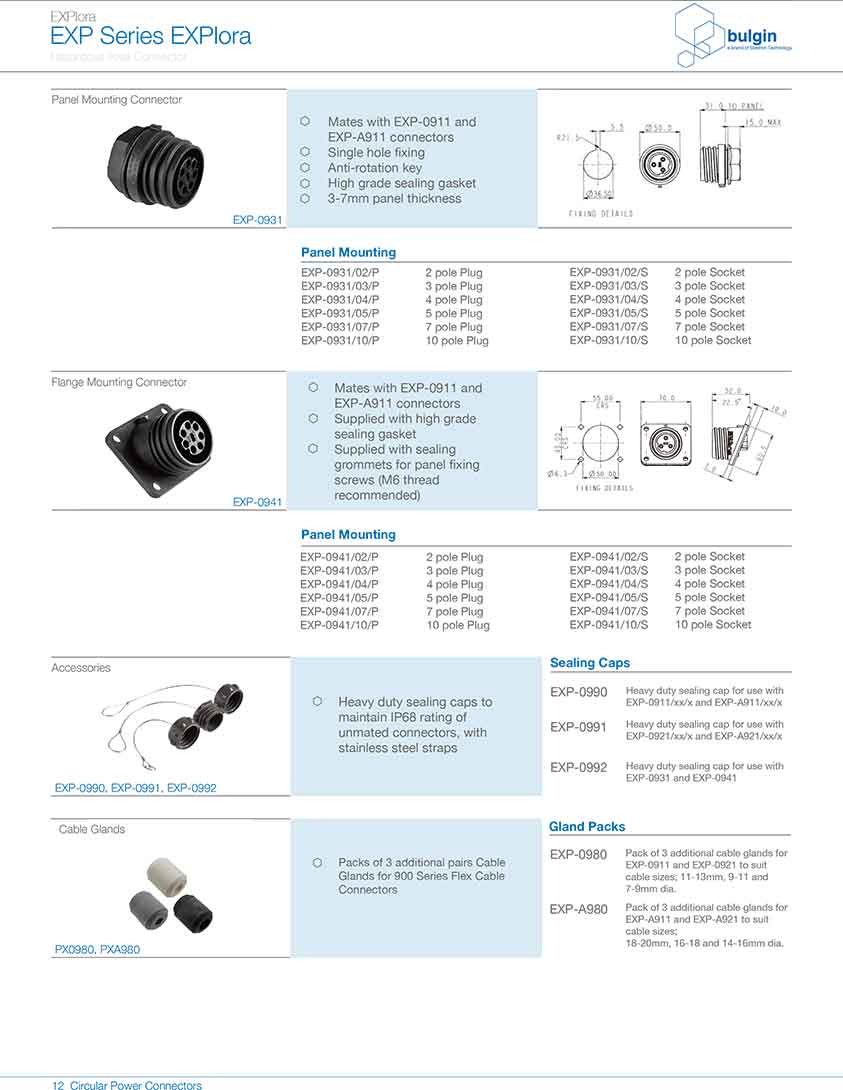 防爆系列連接器EXP-0931規(guī)格、尺寸