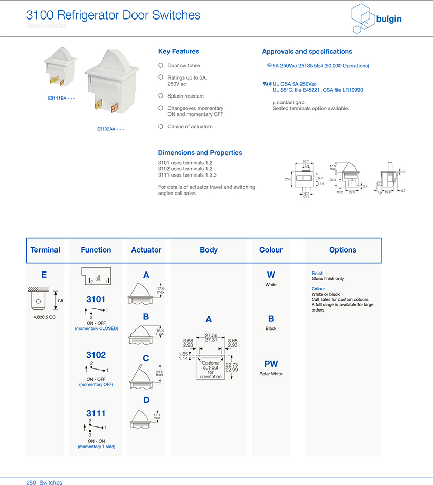 冰箱門開關(guān)3100系列選型