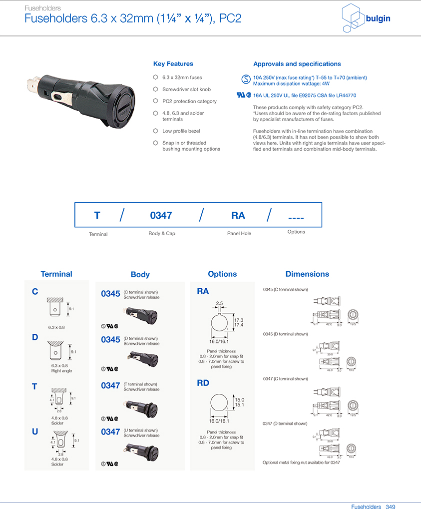 防觸電保護(hù)類別0345保險(xiǎn)絲座選型