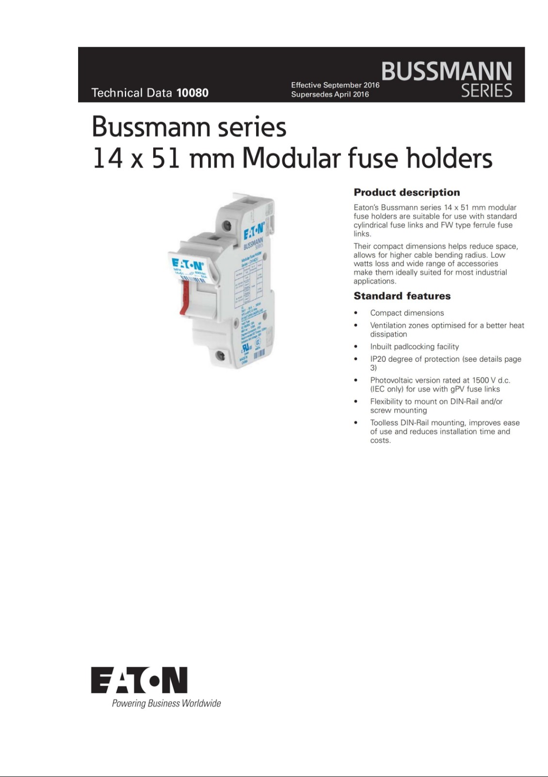 CH141DU系列熔斷器座參數(shù)